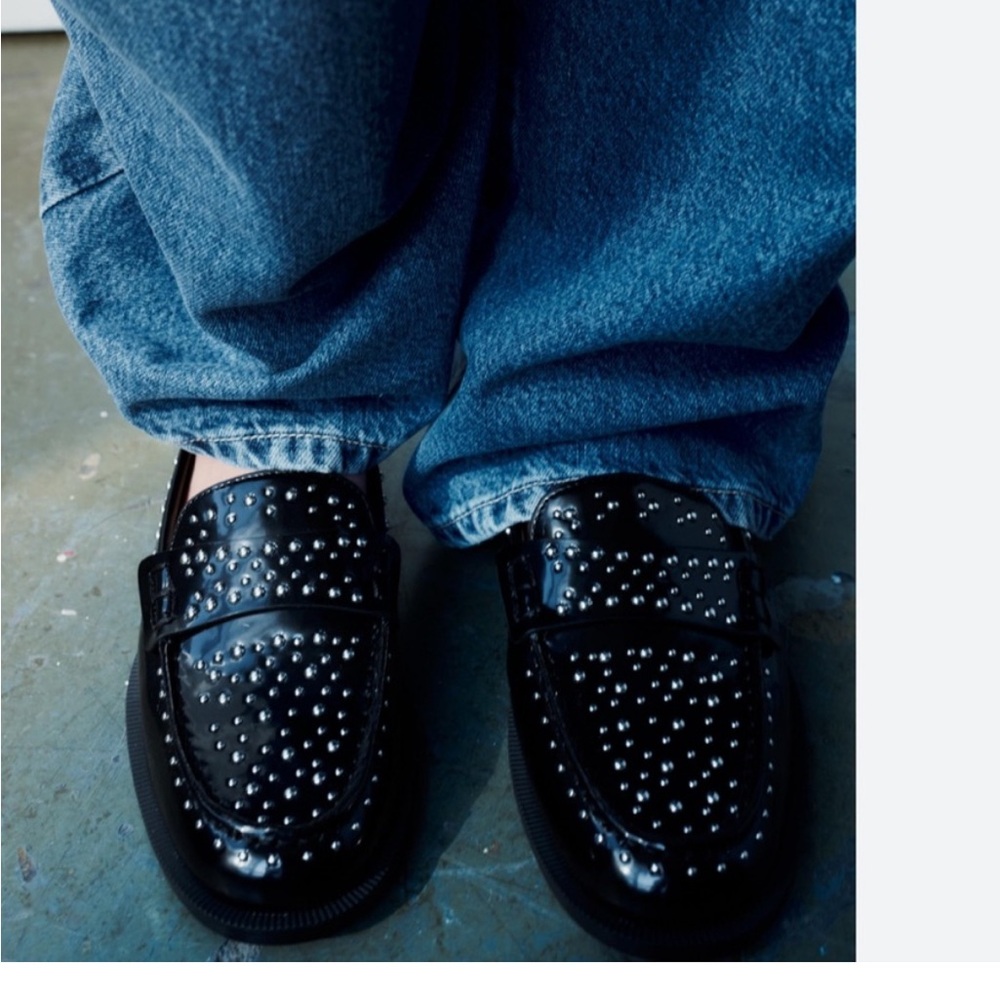 Zara BNWT black studded loafers